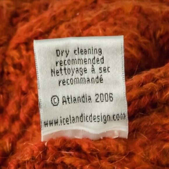 Icelandic Designs Size Small S Orange Cable Knit Pom Pom Wool Alpaca Cardigan - Picture 5 of 6